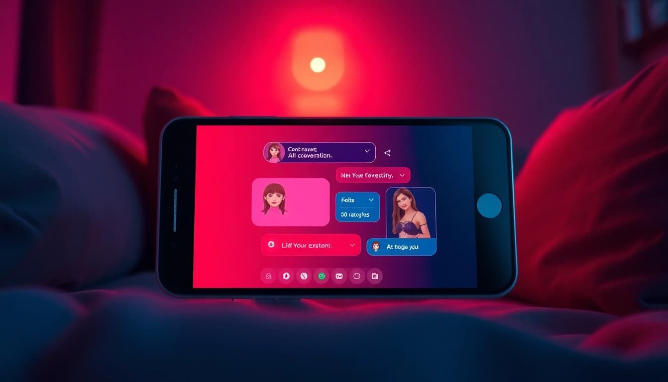 Engaging chat interface featuring porn chat ai interactions with attractive characters in a cozy setting.