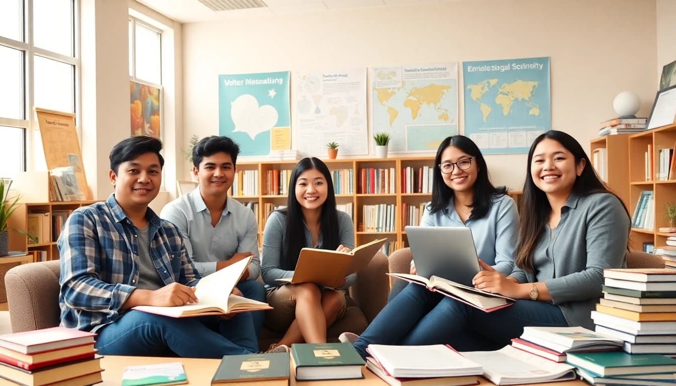Find toefl test takers for hire working diligently in a study setting.