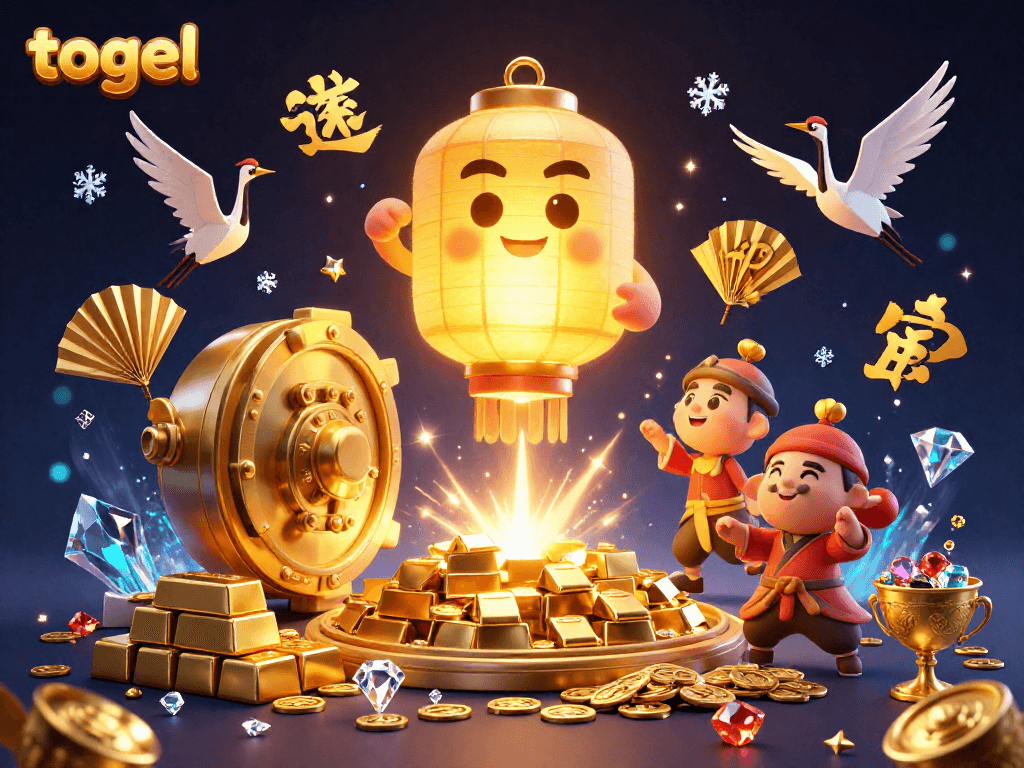 Engage in thrilling togel gameplay surrounded by golden treasures, lantern spirits, and festive warriors.