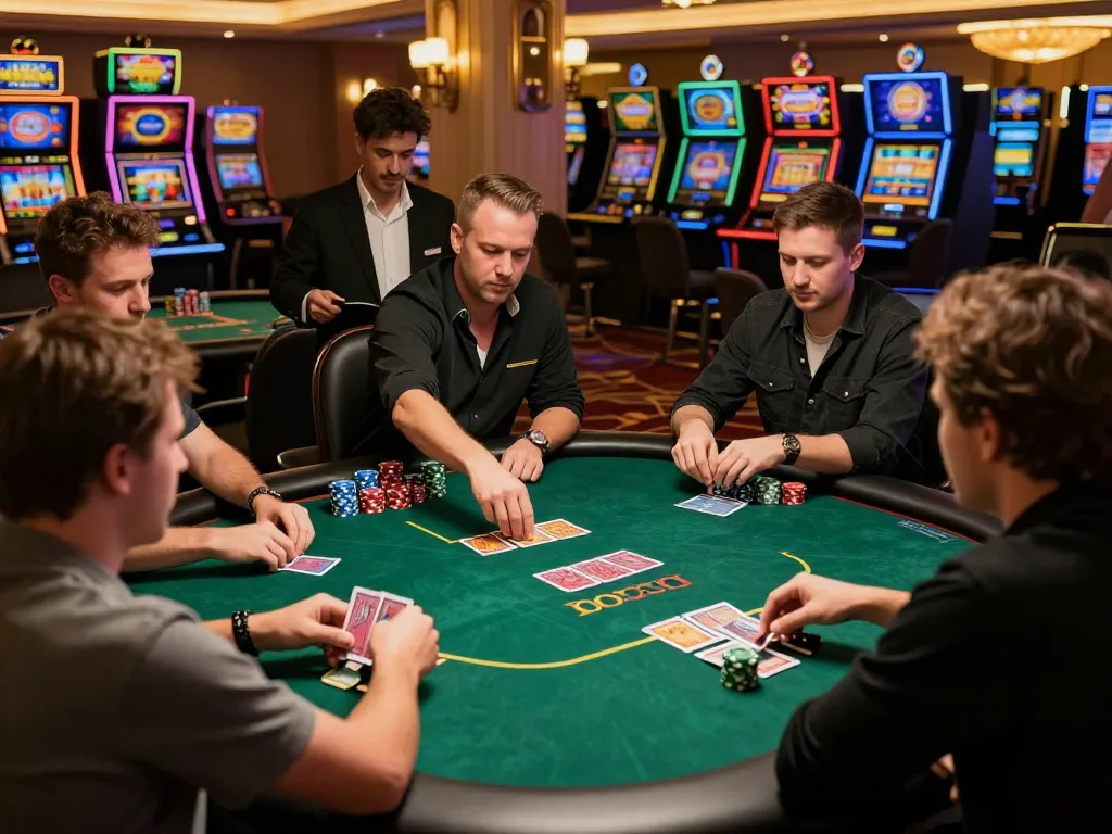 Players strategizing at a poker table, showcasing sc88 gaming strategies and excitement.
