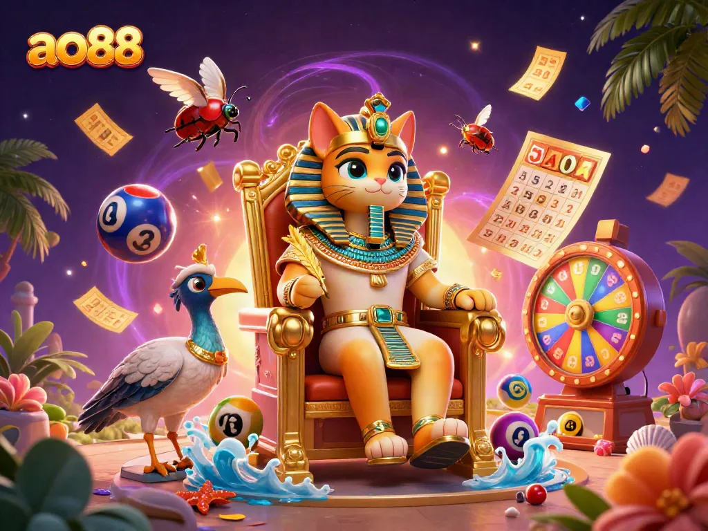 Experience thrilling games at ao88, featuring a vibrant lottery scene with dynamic elements.