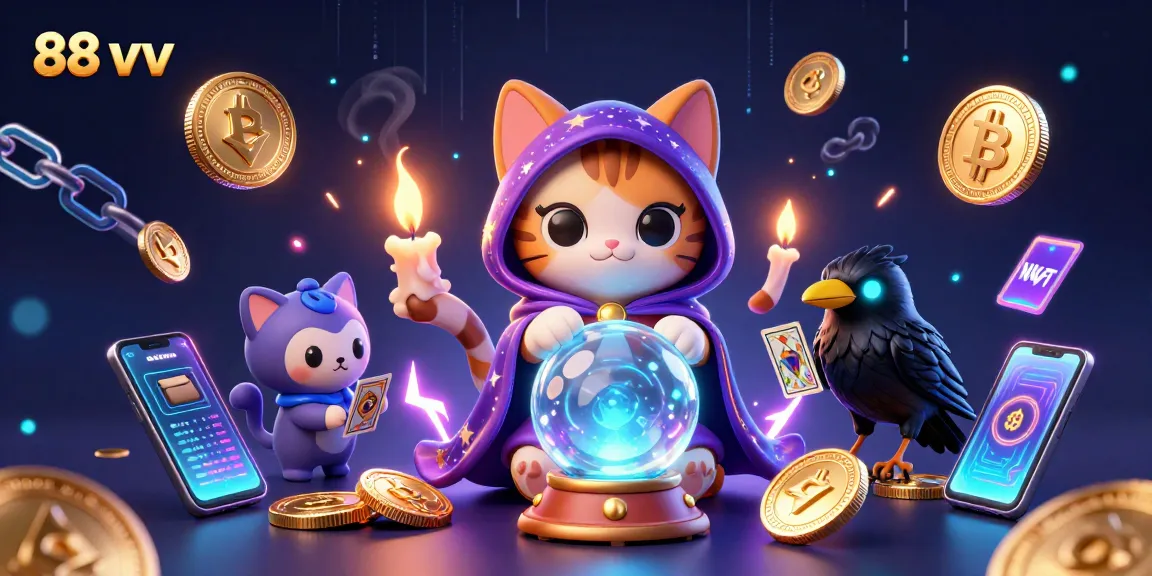 Join the excitement of gambling with 88 vv in this vibrant 3D digital illustration featuring mystical elements.