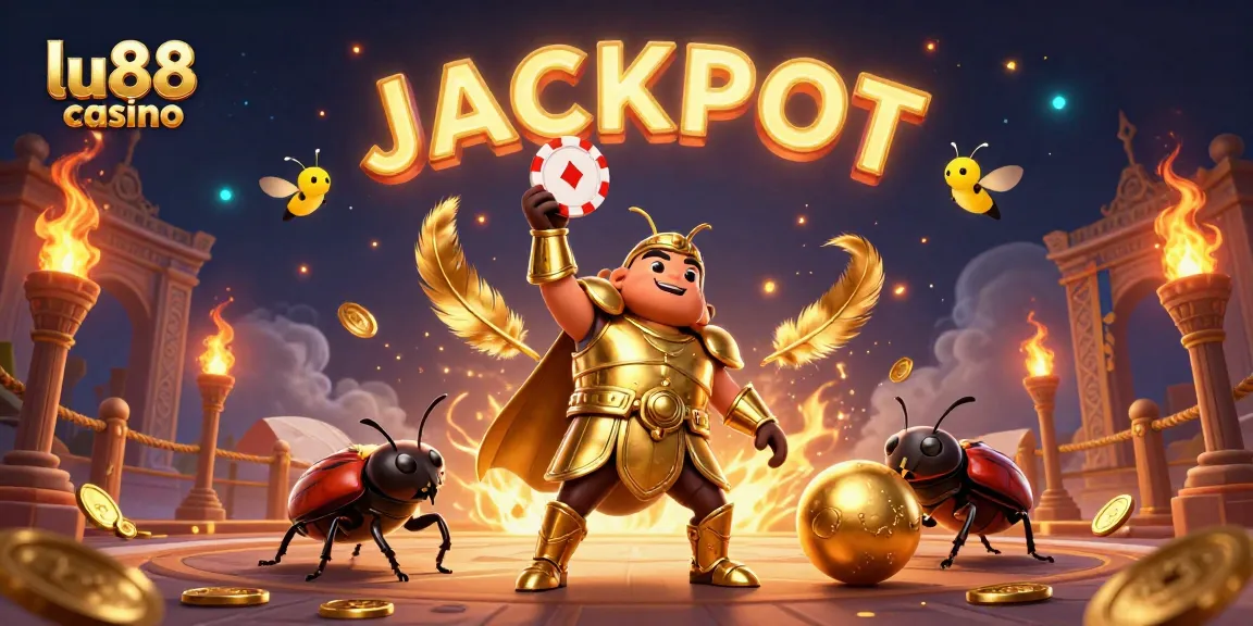 Experience the excitement of lu88 casino with a victorious beetle and jackpot-winning fireflies.