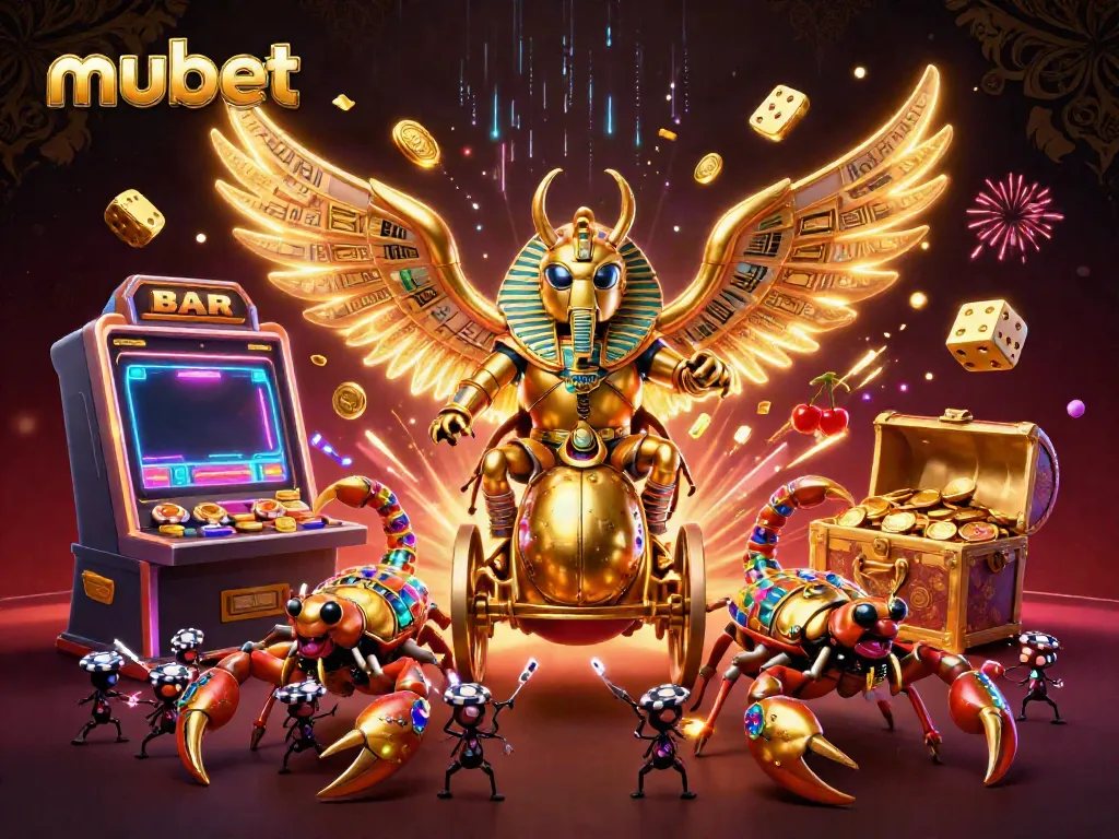 Experience exhilarating wins with Mubet's dynamic casino scene featuring rich elements and golden visuals.