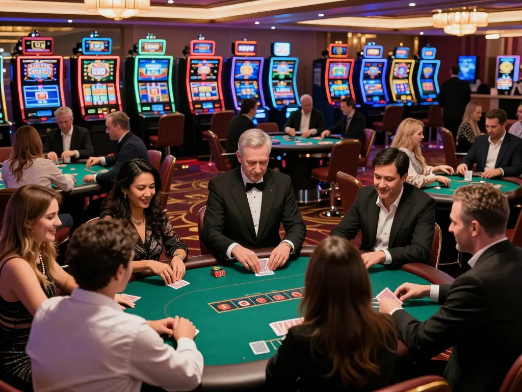 Engaged players enjoying a poker game highlights the vibrant online casino experience on the website.