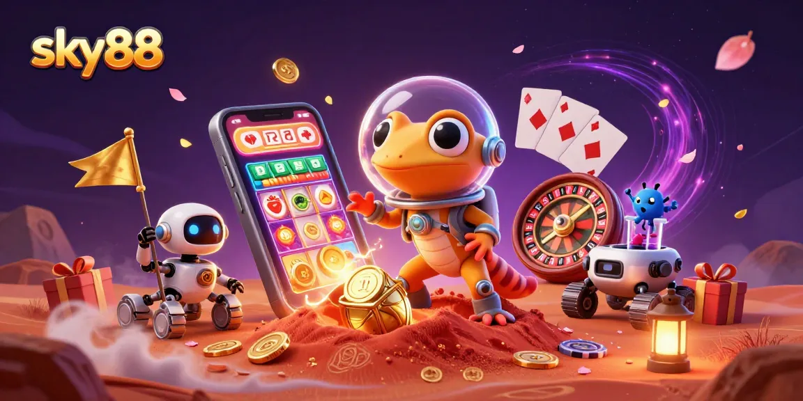 Engage with sky88 and explore the vibrant casino treasure on Mars with a fun Martian gecko!