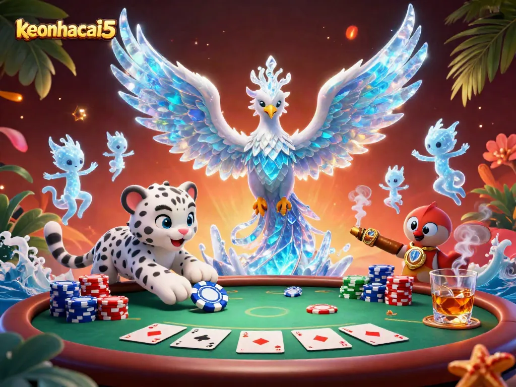 Experience thrilling gameplay with keonhacai5 featuring vibrant characters, poker elements, and dynamic visuals.