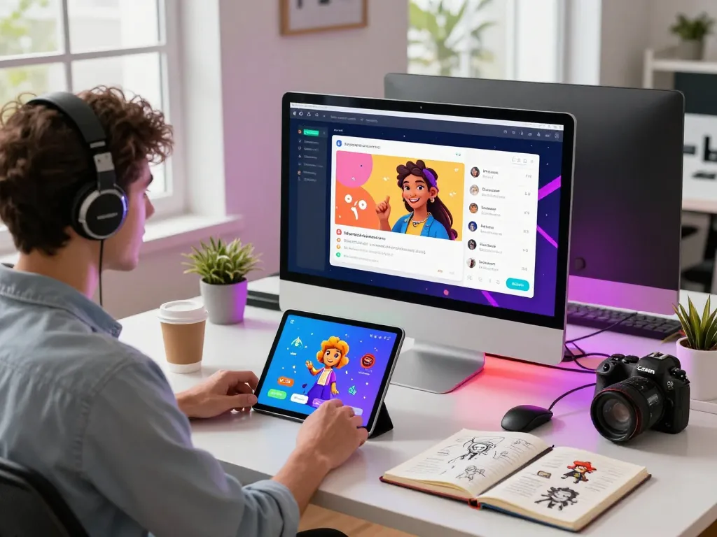 Engaging user interaction with Crushon AI character chat in a modern workspace.