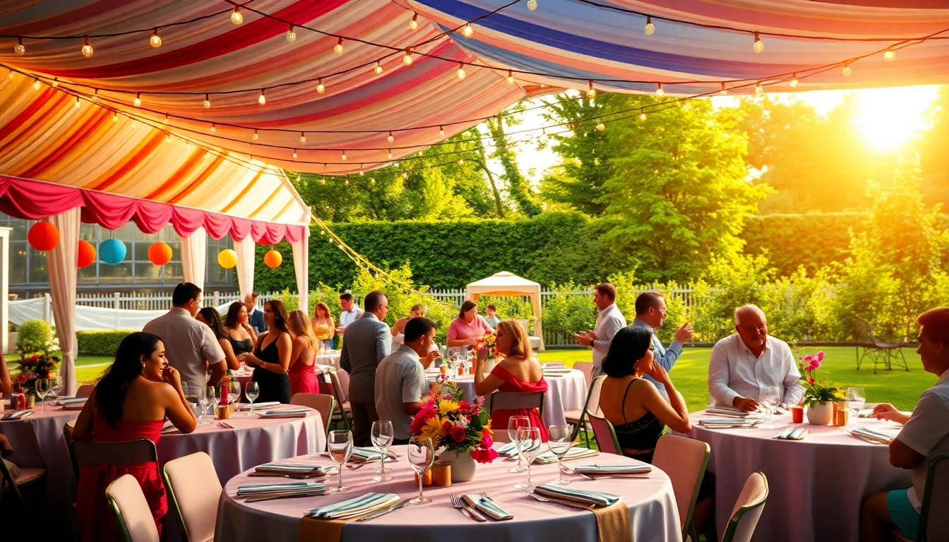 Enjoy unforgettable Outdoor Party Rentals with beautifully set tables and elegant decor.