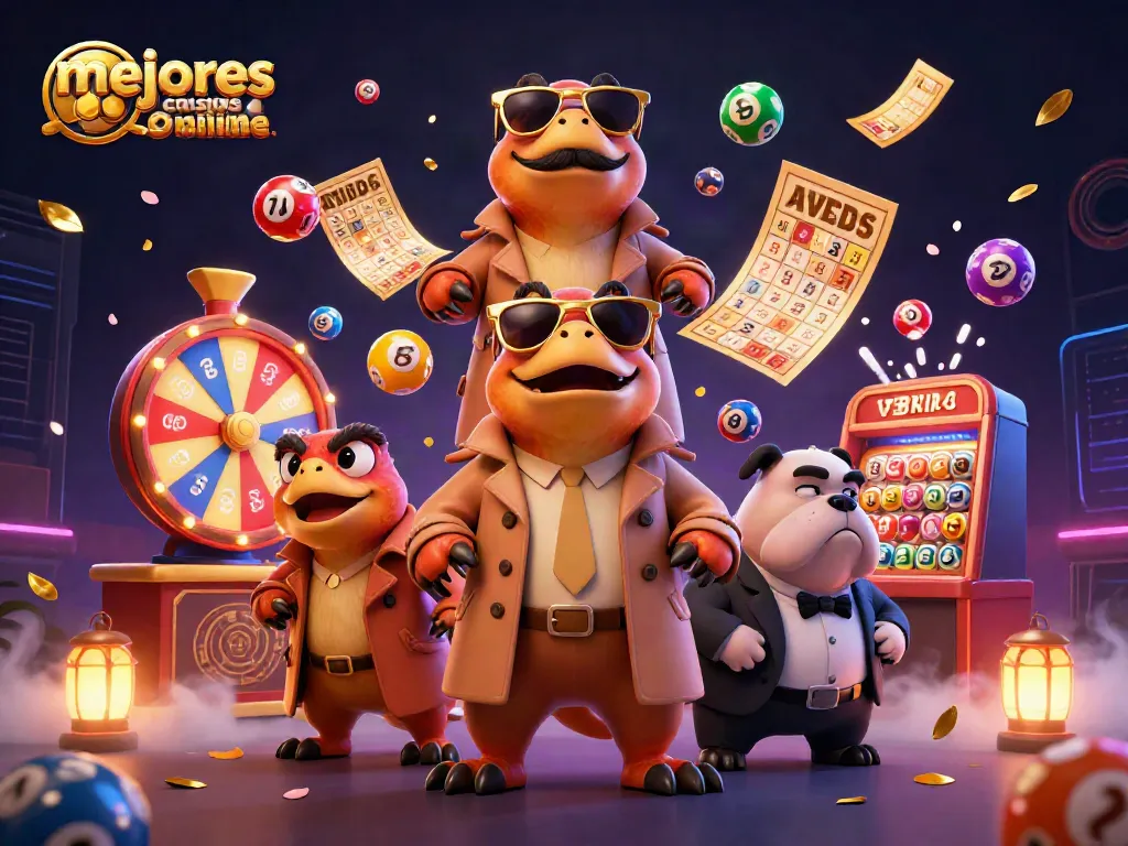 Disfruta de los mejores casinos online rodeado de coloridos elementos de juego.
