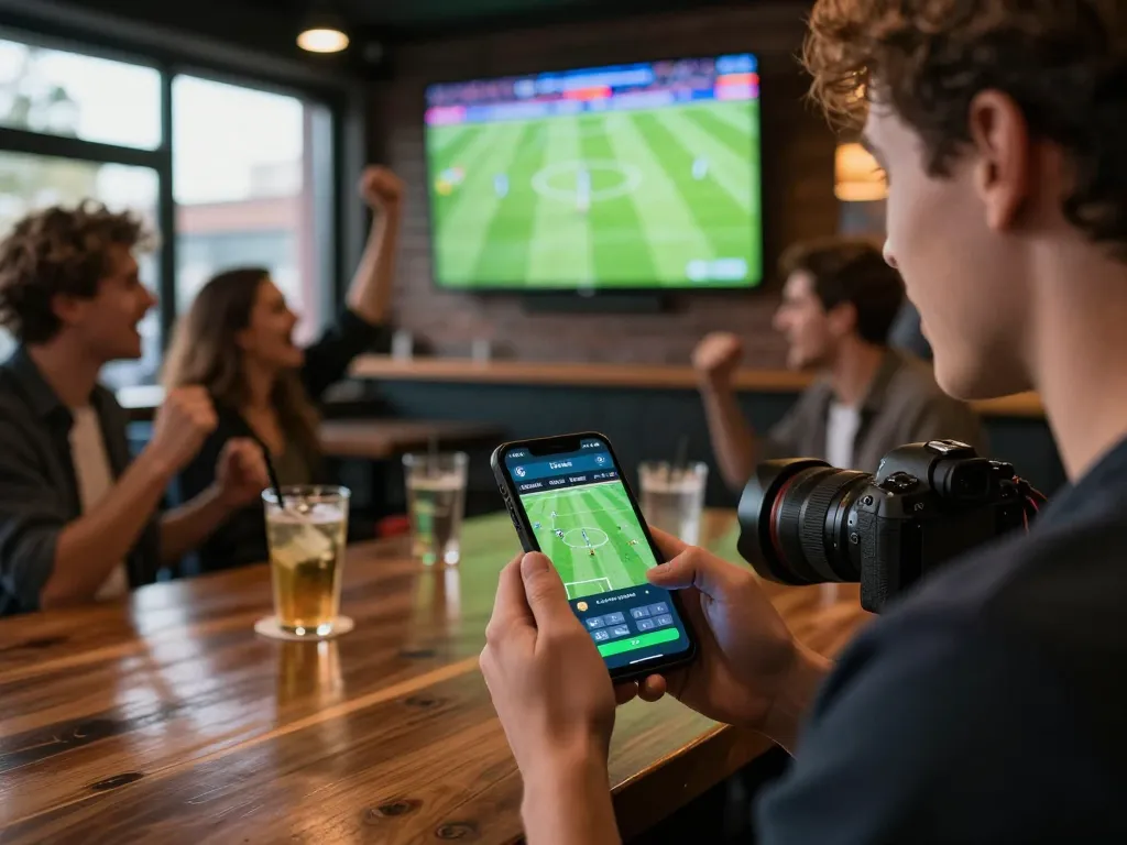 Engaged player utilizing cakhiatv86 mobile app for live sports betting.