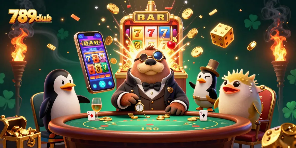 Engage with 789club's dynamic casino scene featuring a jolly walrus at a poker table, enhancing your gaming experience.