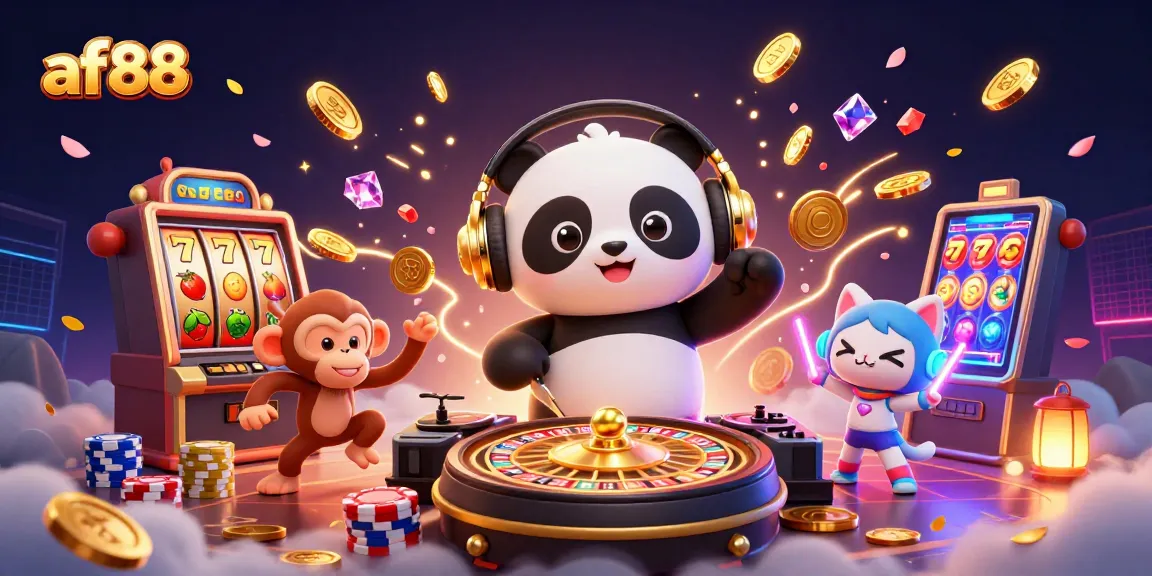 af88 invites players to enjoy exciting slot action with vibrant characters and games in a colorful casino scene