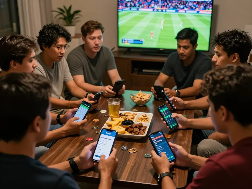 Betting enthusiasts using Net88 apps during a thrilling sports event, analyzing strategies.