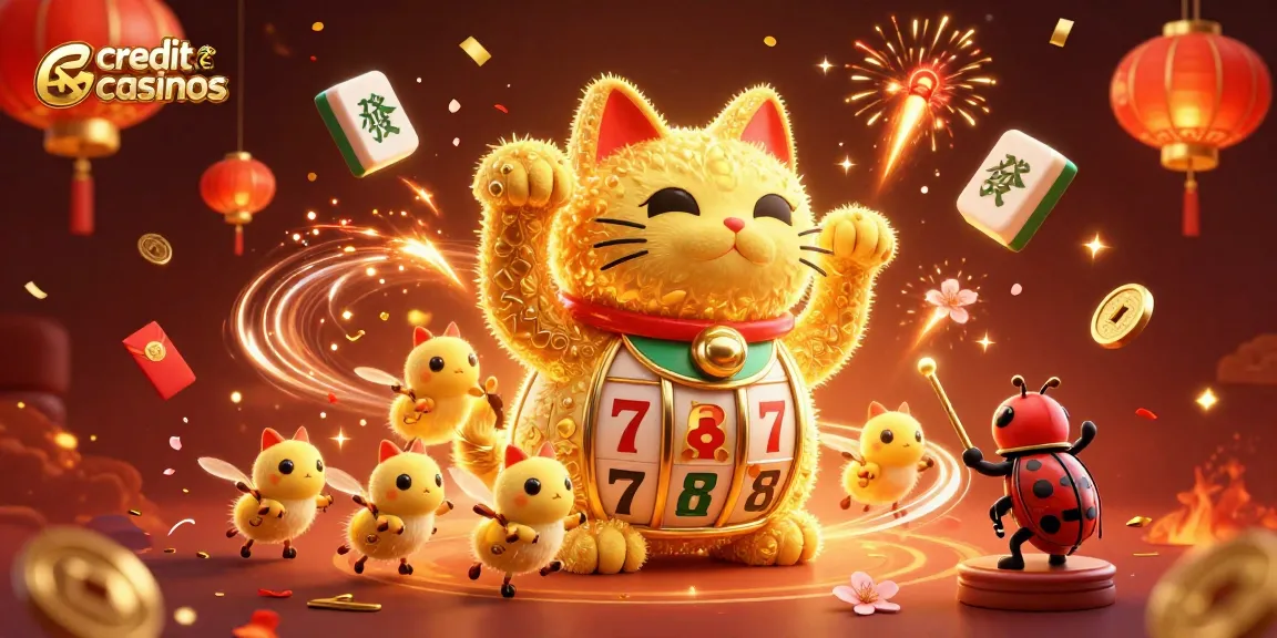 Engage with exciting gameplay at credit card casinos, enjoying vibrant slots amid gold confetti.