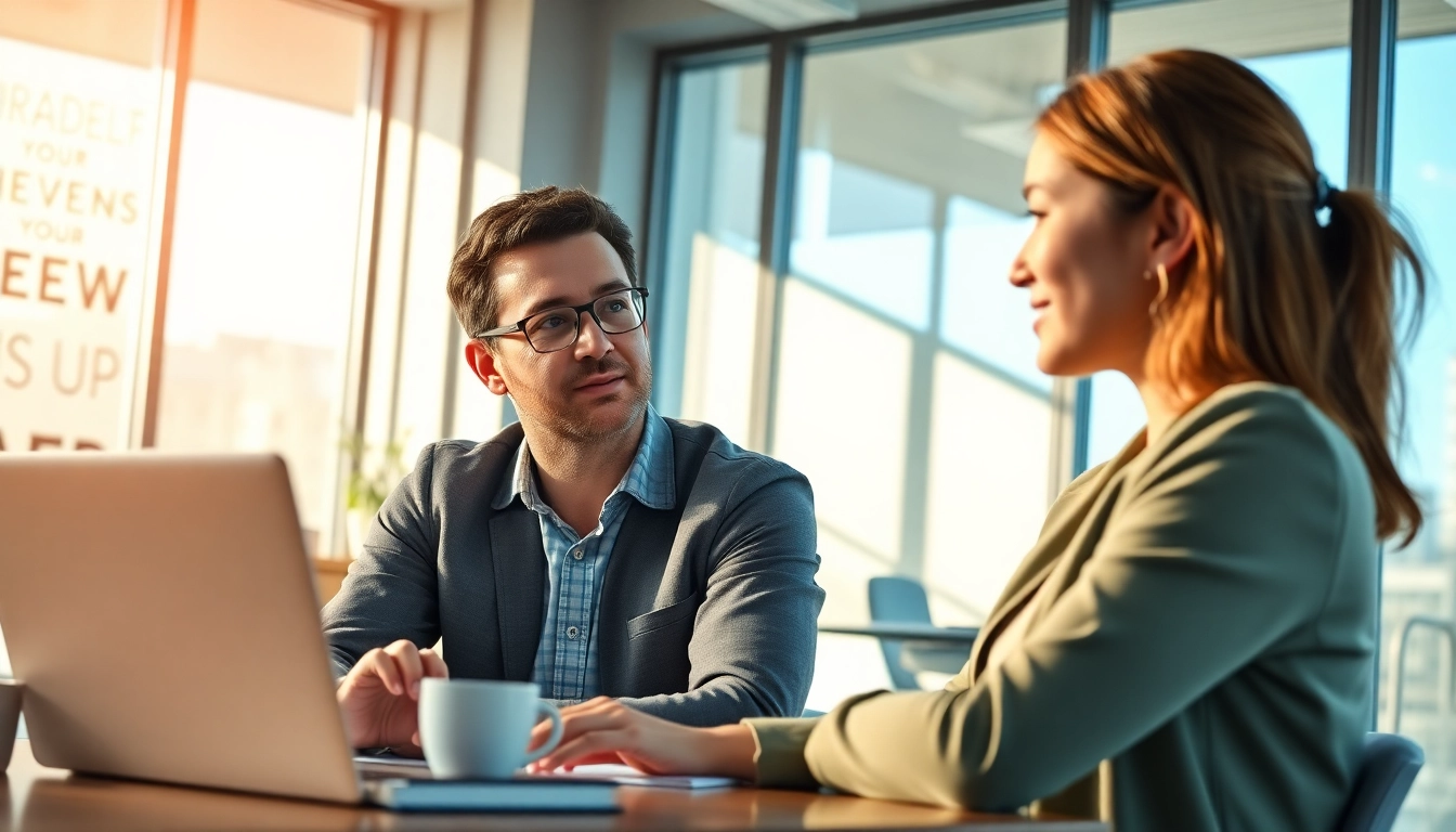 Guide on how to find my perfect career with a professional coaching session in an inspiring office.