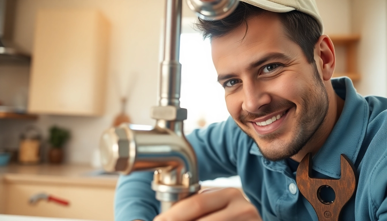 A skilled plumber near me repairing pipes in a bright kitchen.