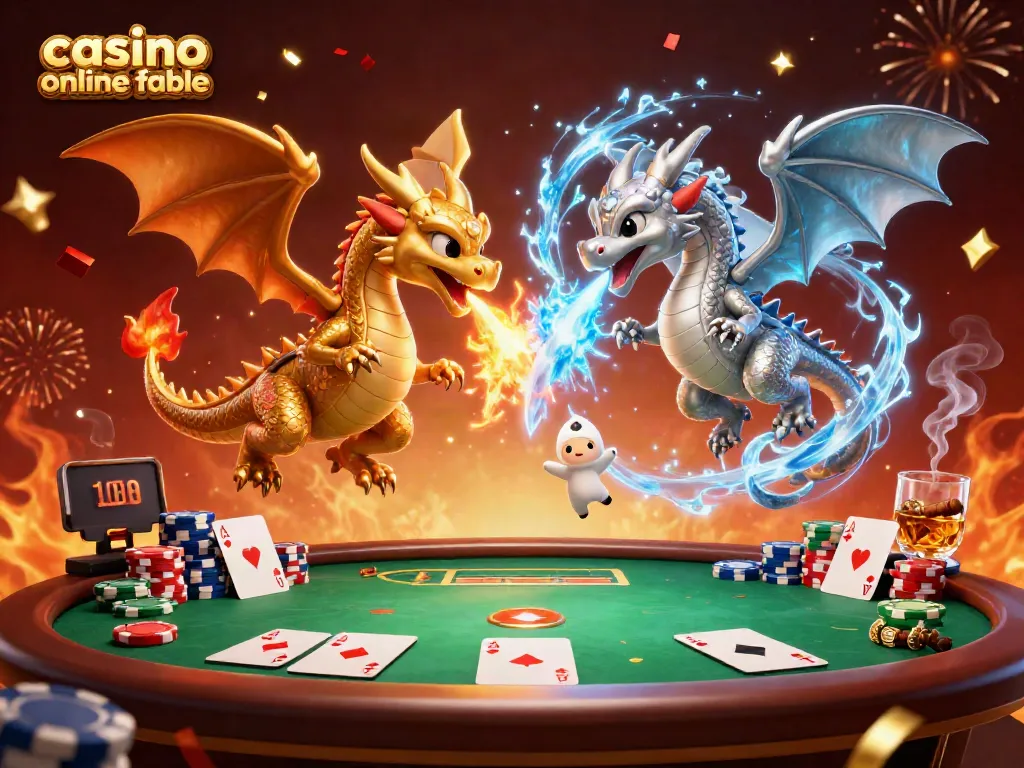 Los dragones 3D de oro y plata representan los mejores casinos online fiables mientras juegan en la mesa de póker.