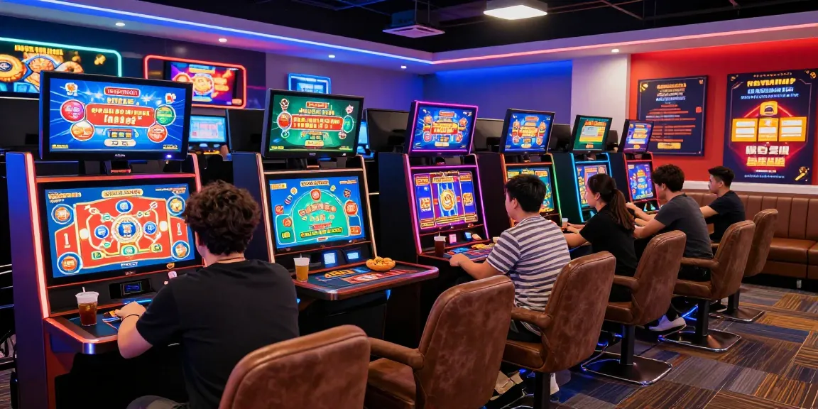 Enthusiastic players enjoying credit card casinos in a vibrant online gaming lounge.