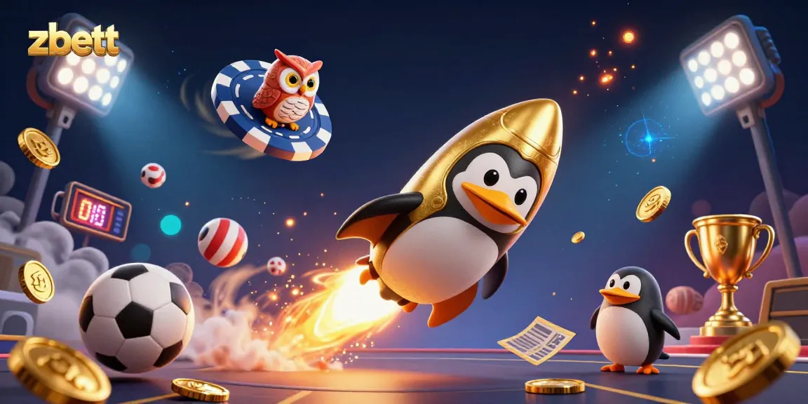 Experience zbett's thrilling journey with a golden penguin in a vibrant casino universe.