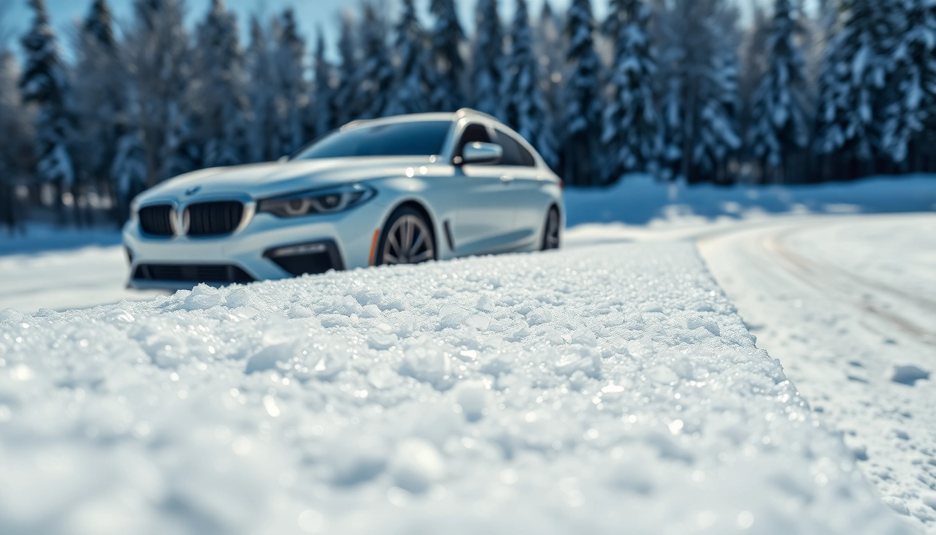 PPF winter road salt protection demonstrated on a vehicle in a snowy environment.