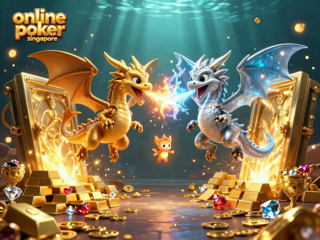 Experience the thrill of online poker Singapore with immersive dragon battles and vibrant treasures.