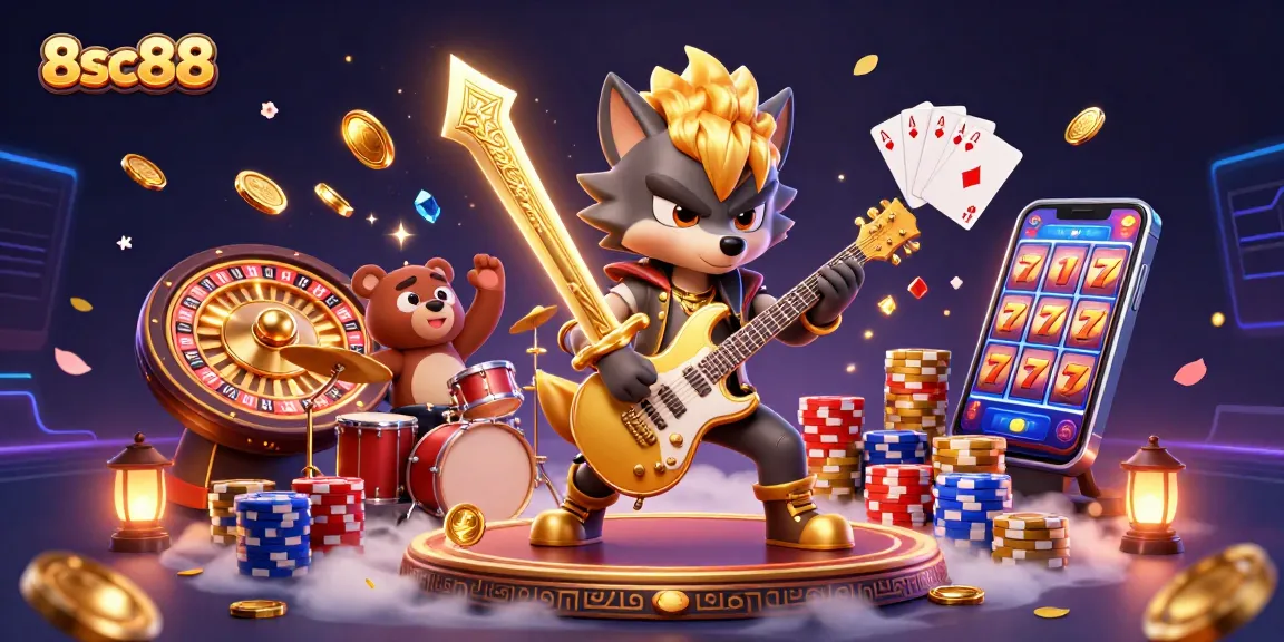 Experience the excitement of 8sc88 with vibrant casino action featuring cartoon characters and dynamic gaming elements.