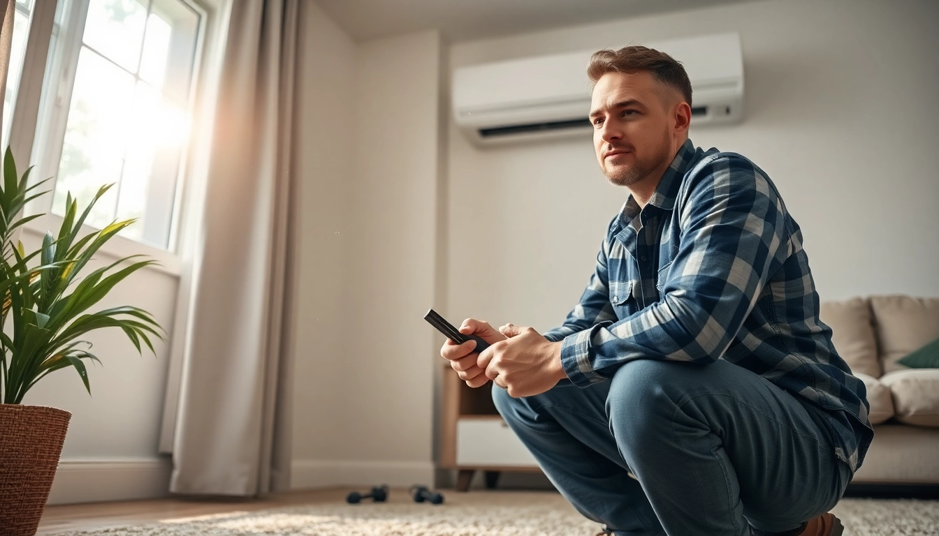Expert technician performing AC Repair Tampa in a cozy home setting.