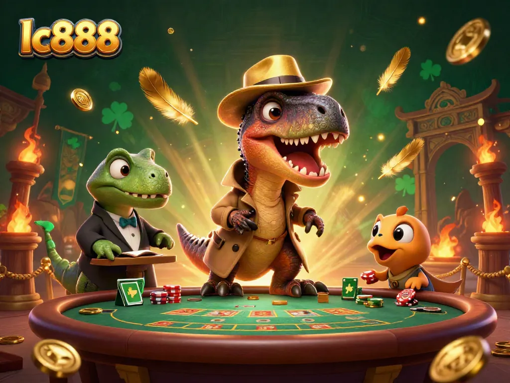 Experience thrilling gameplay with lc888, featuring a velociraptor card counter at the blackjack table.