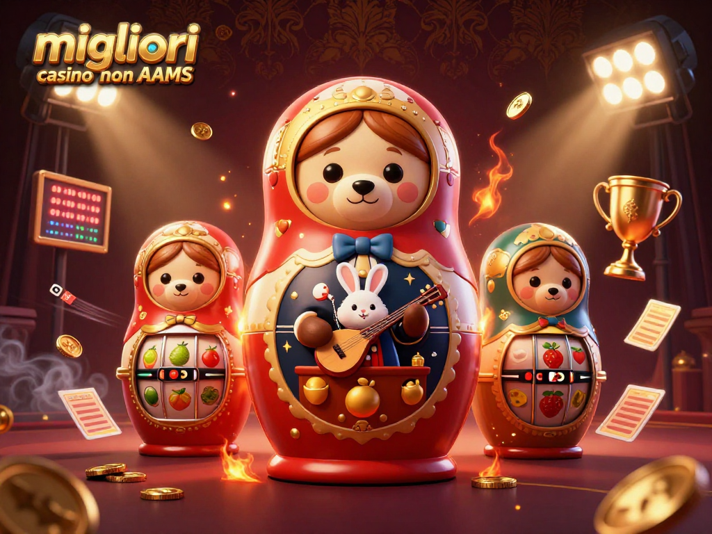 Scopri i migliori casino non AAMS, un'illustrazione vivace con elementi di gioco e personaggi unici.