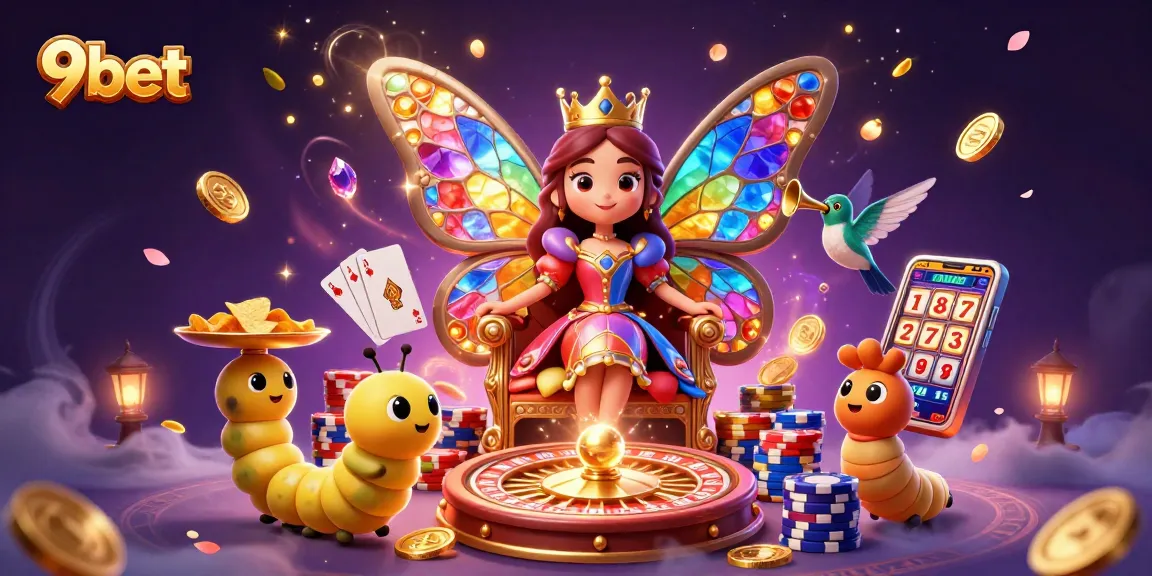 Experience thrilling games at 9bet with a vibrant casino scene featuring slots, roulette, and more!