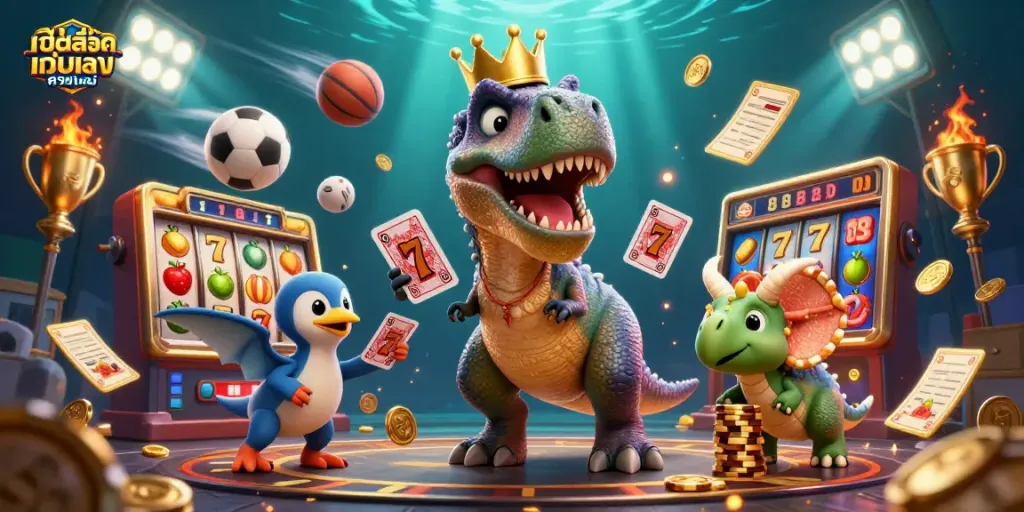 เล่นสล็อตที่เว็บสล็อตเว็บตรงค่ายใหญ่กับ T-Rex การ์ตูนและมิตรภาพในฉากคาสิโน