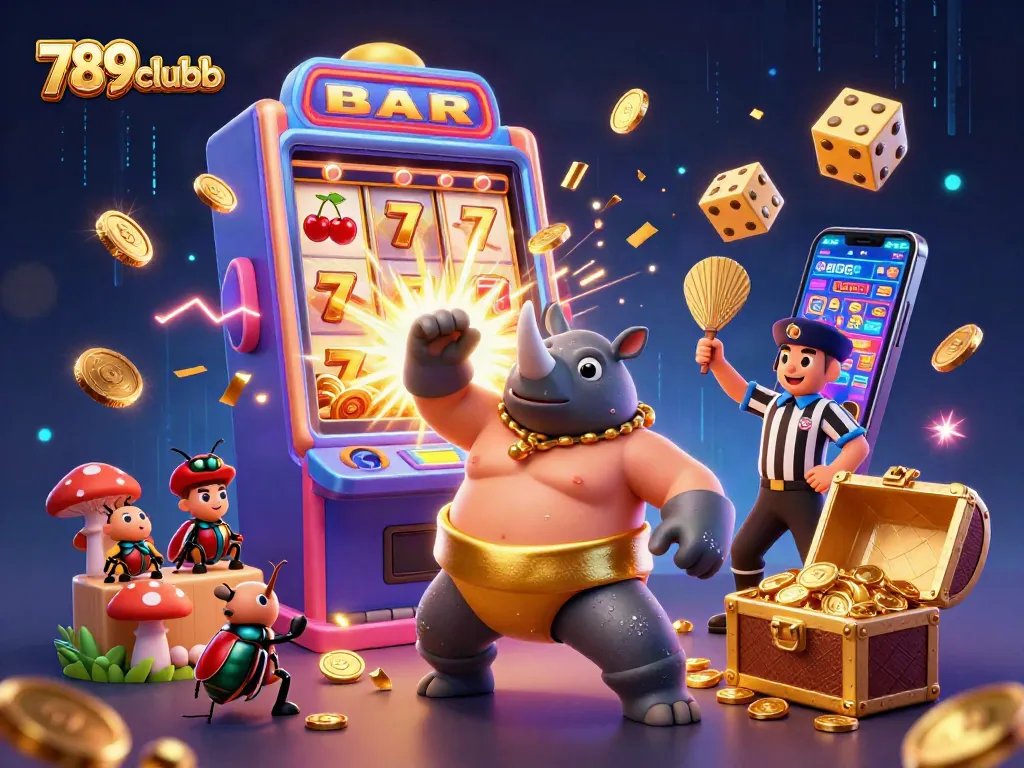 Experience the thrill of 789clubb as golden coins fly during a dynamic casino showdown.