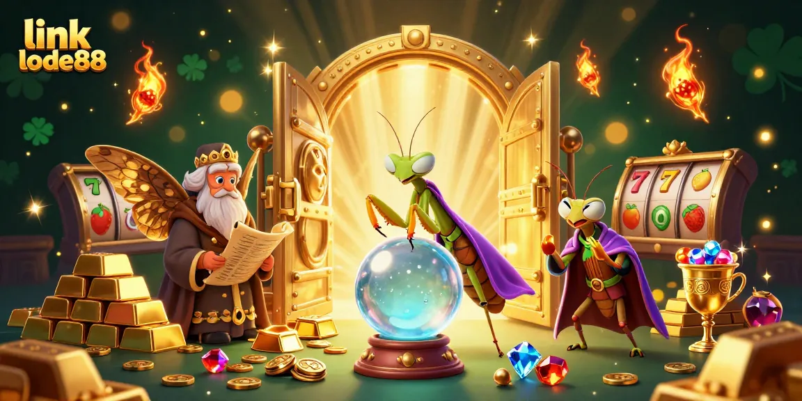 Engage with the mystical scene of link lode88 featuring a fortune teller and treasures.