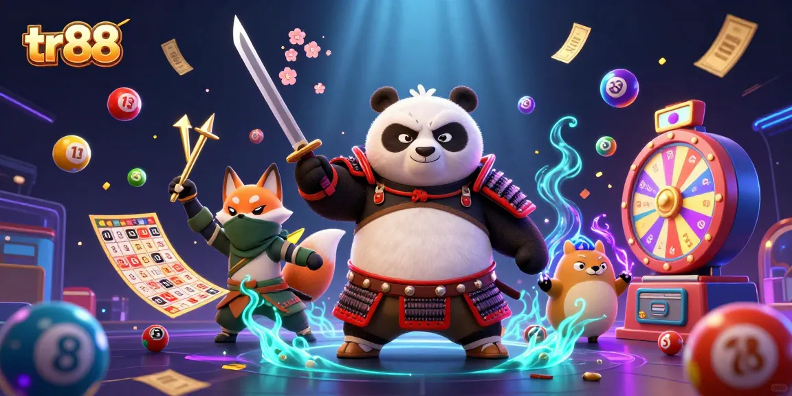 Engage with tr88's vibrant gaming universe featuring dynamic lottery action and animated characters.