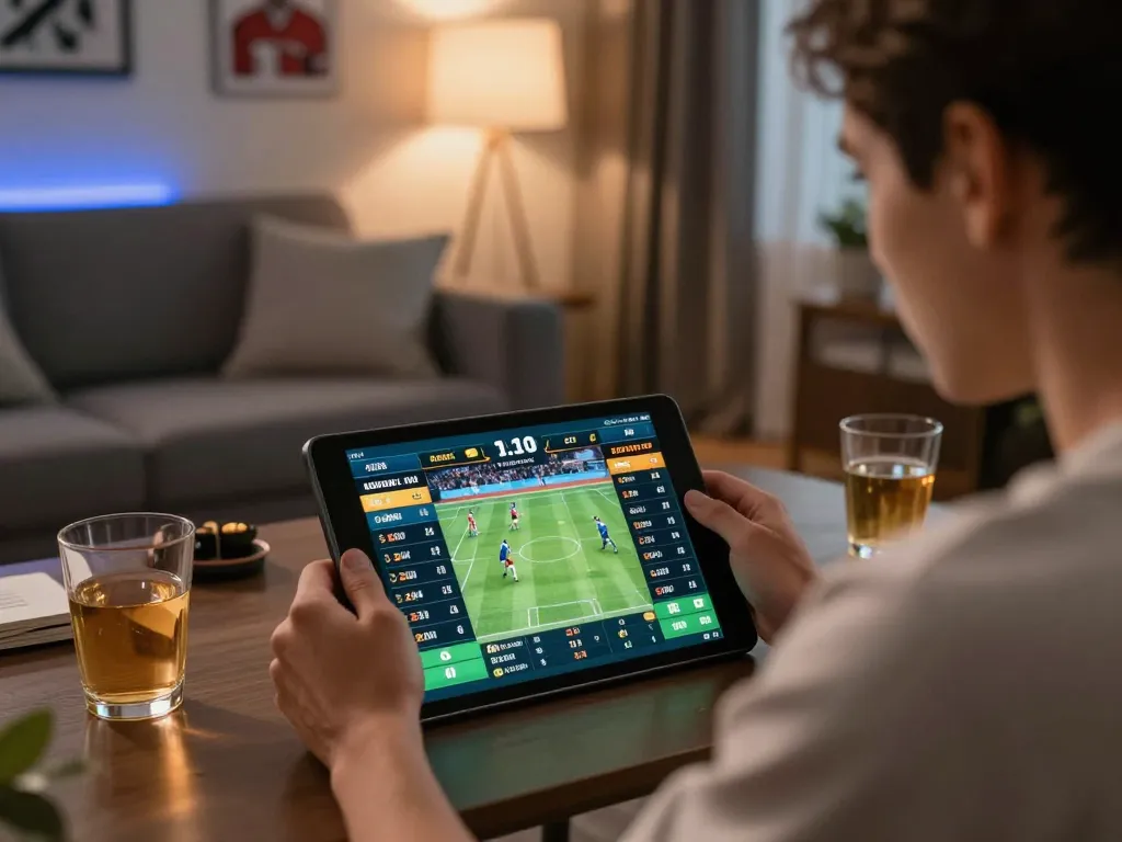 betting on sports via fun88cd with live odds displayed on tablet in modern home