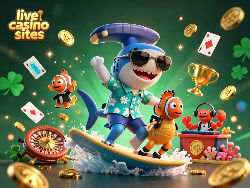 Experience thrilling action at live casino sites with our vibrant underwater scene featuring characters and games.