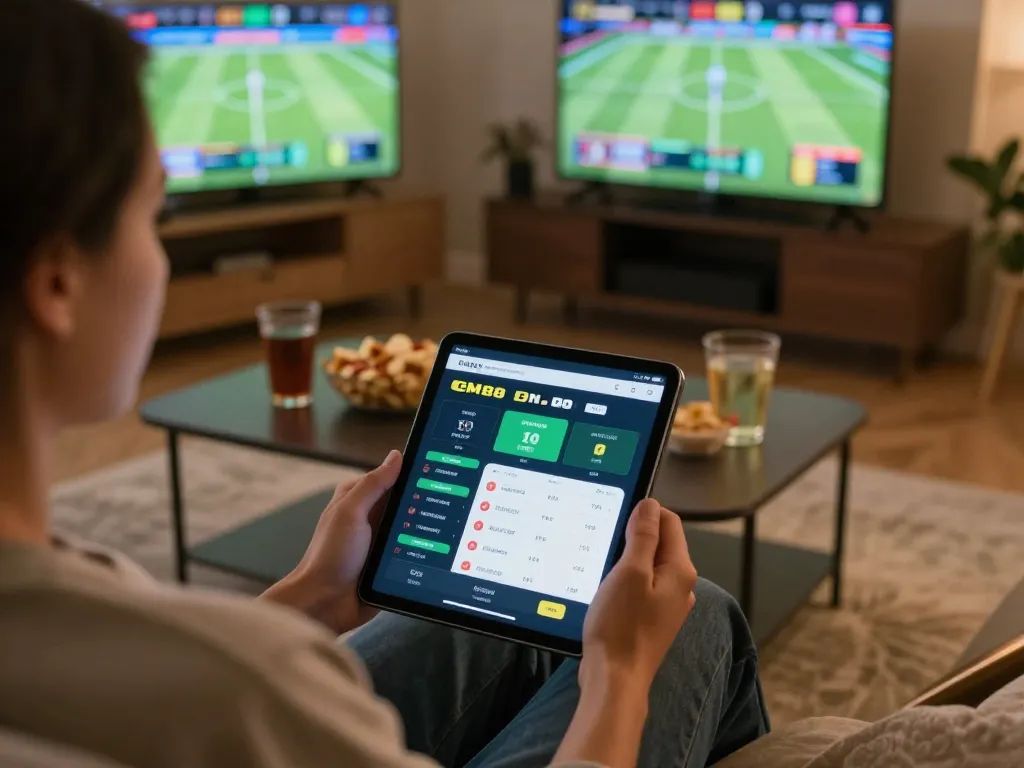 Engaging with CM88 sports betting app while enjoying home setting