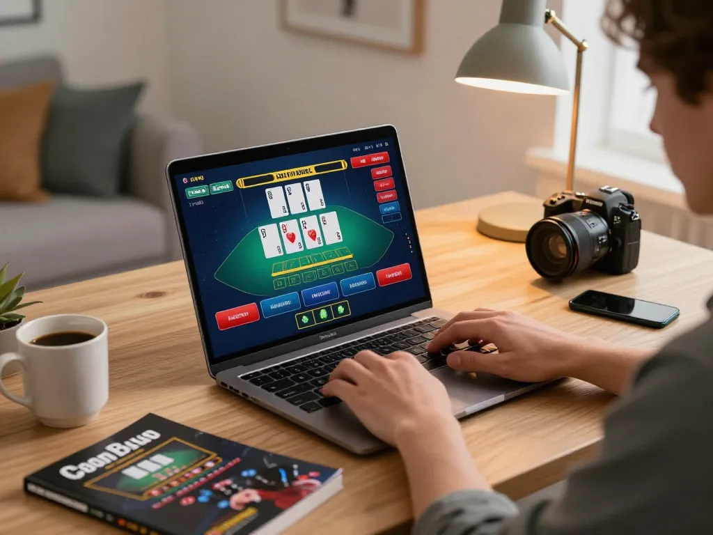 b52club user engaging in live dealer blackjack from home, showcasing strategic betting and responsible gaming