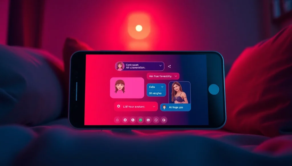 Engaging chat interface featuring porn chat ai interactions with attractive characters in a cozy setting.