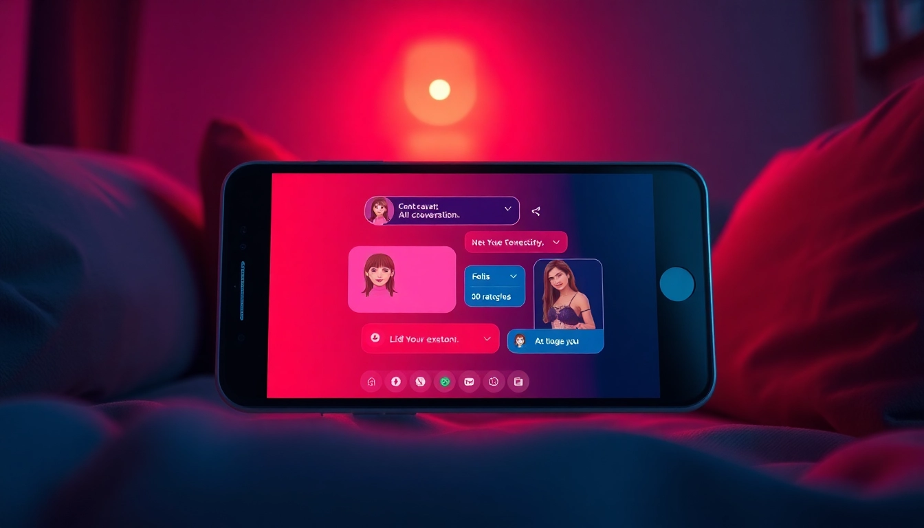 Engaging chat interface featuring porn chat ai interactions with attractive characters in a cozy setting.