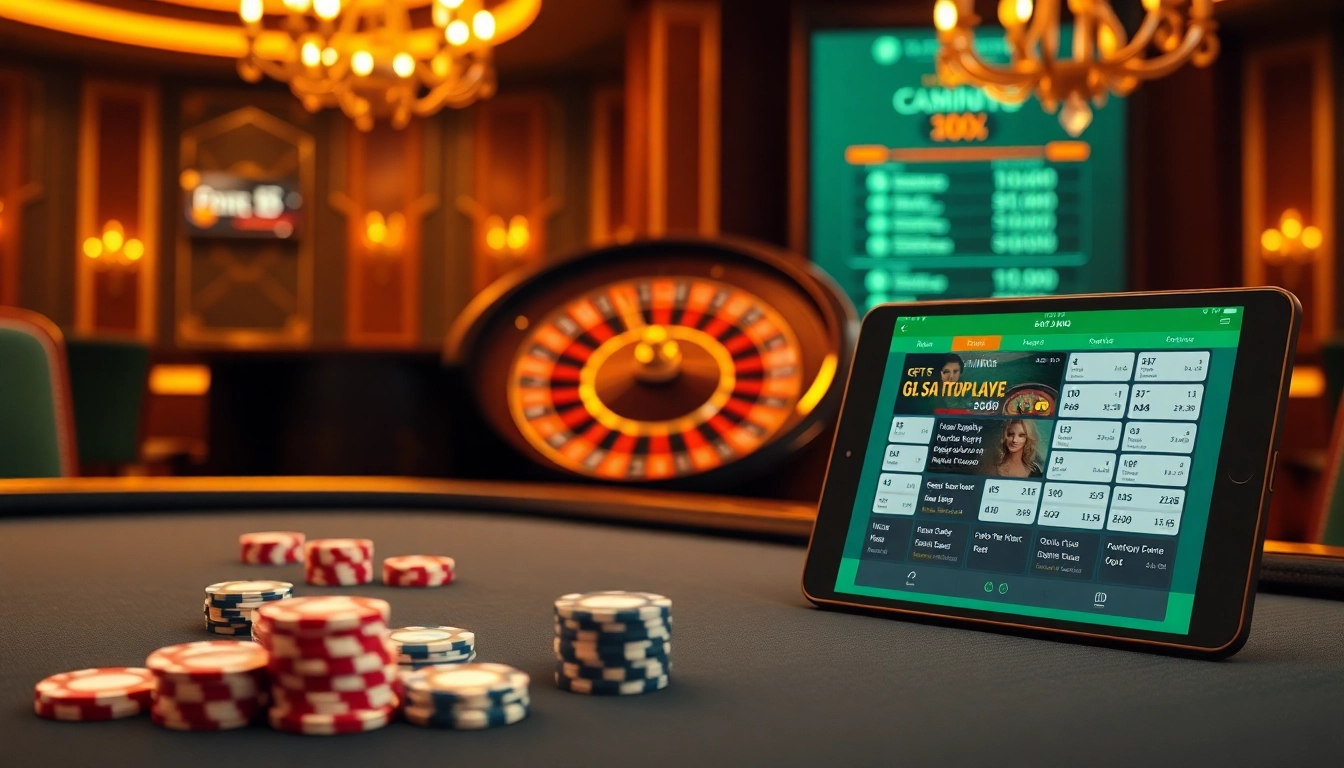 Engage in thrilling gaming action at https://fb88.lat/ with a dynamic online casino interface showcasing poker, roulette, and vibrant betting features.