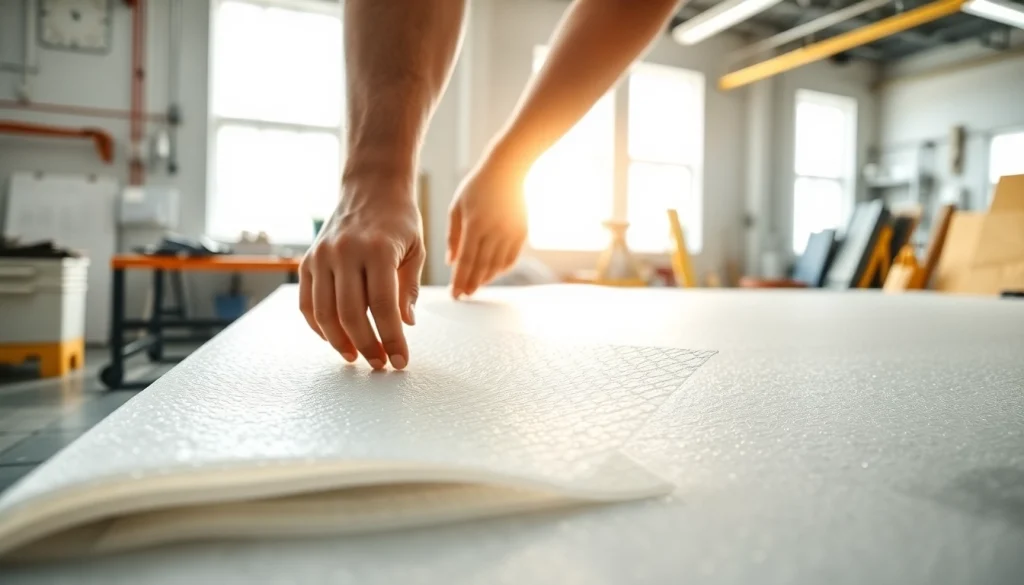 Apply fiberglass mat for sale in a bright workshop, showcasing craftsmanship and quality in action.