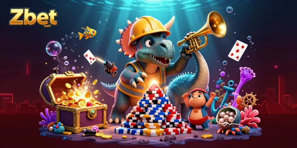 Bet big with Zbet com in a vibrant underwater casino themed scene filled with action and energy.